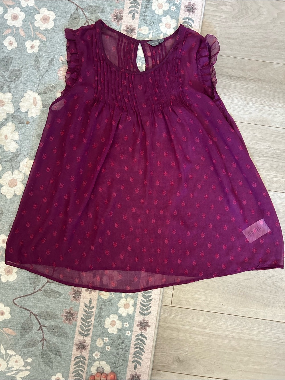 Women’s Sleeveless Pintuck Chiffon Blouse - Plum